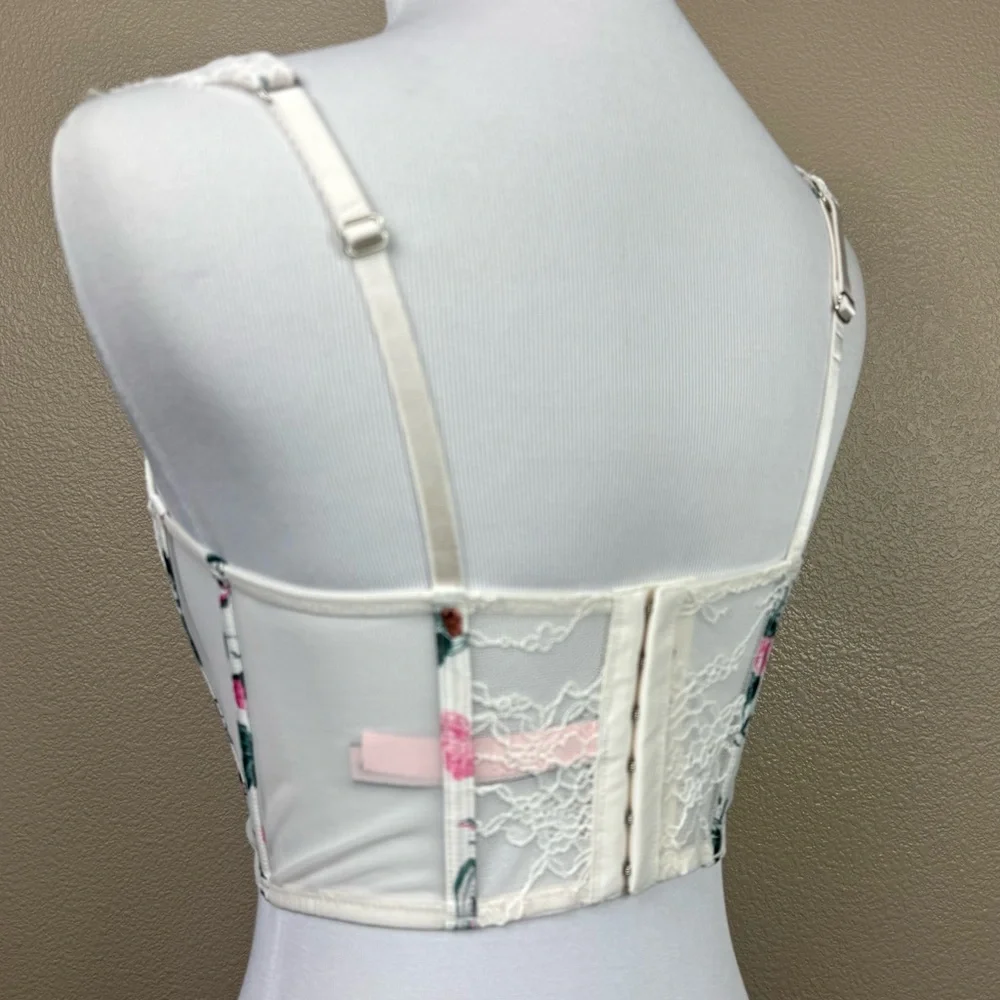Victoria’s Secret Dream Angels Unlined white pink Floral Corset Top‎ D - Picture 8 of 11